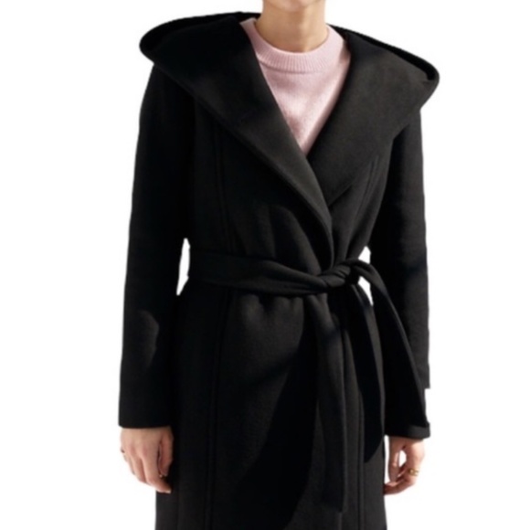 WILFRED Aritzia BORDA Belt Coat Black Italian Virgin Wool & Cashmere XS EUC - Picture 4 of 14
